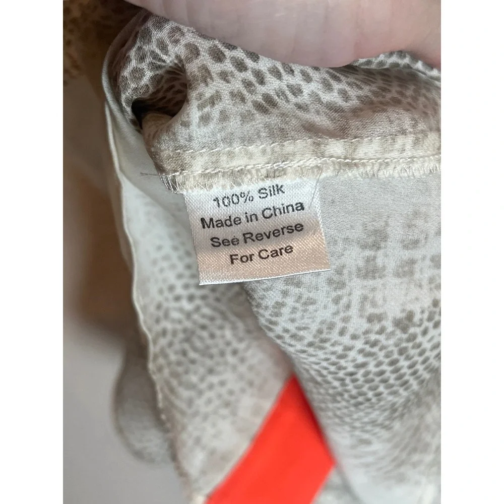 Parker Womens 100% Silk Snakeskin Print Sleeveless Blouse‎ Orange Contrast Small